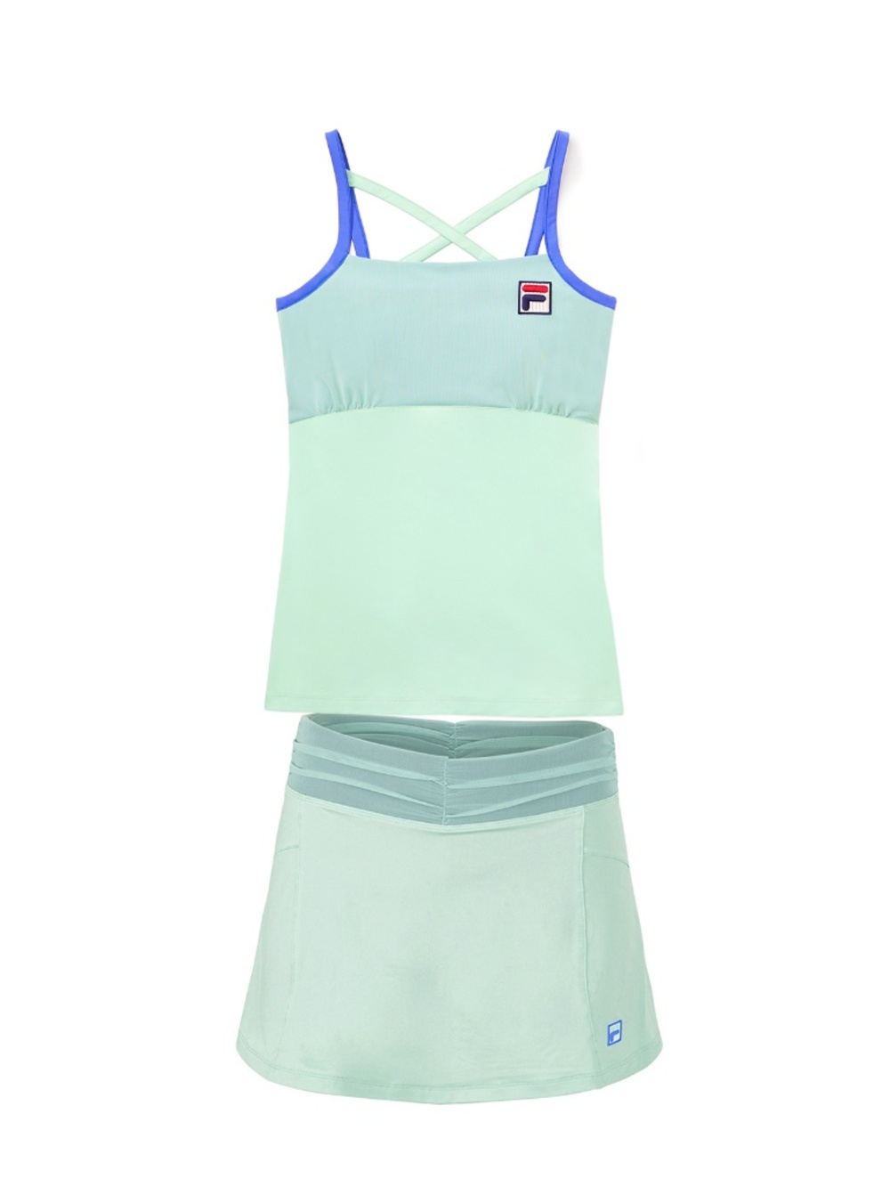 FILA Lime Green Tennis Tank and Skirt with Blue Trim Size Small